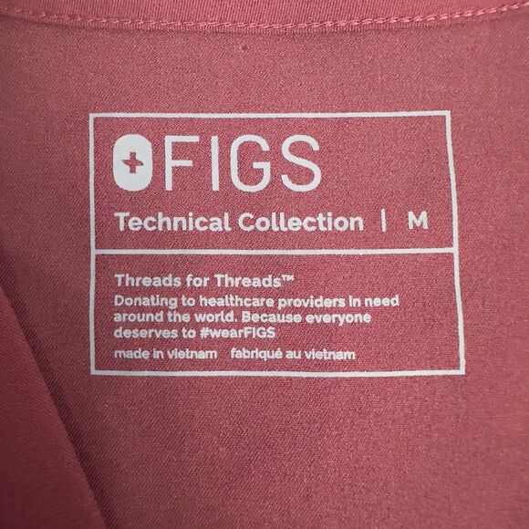 Figs Technical Collection Casma Three Pocket Scrub Top Womens Medium Burgundy - Picture 3 of 14